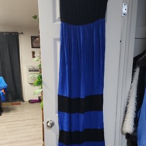 Heart & Hips Strapless Black and Blue Dress